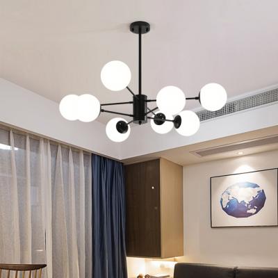 China Modern Modern Pendant Light Bedroom Cafe Home Decoration Lights Black Glass Ball LED Indoor Chandelier Living Room for sale