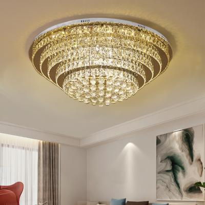 China Decorative Indoor Crystal Lamps Factory Direct Sale Hotel Large Led Living Room Ceiling Mounted Lamp for sale