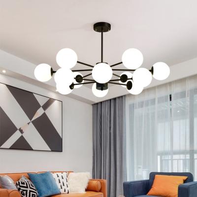 China Modern Pendant Lights Modern Black Color Iron Creativity Glass Led Pendants Lights For Living Room Home Bedroom for sale