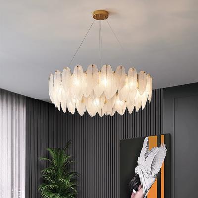 China Modern Glass Leaf Leaves Crystal Lighting Art Luxury Pendant Modern Hotel Labby Living Room Chandelier Home for sale