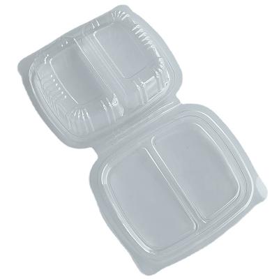 China Disposable Plastic containers disposable takeaway food container with hinged packaging container for bakery for sale