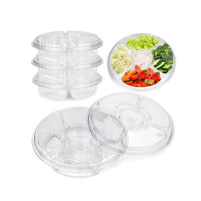 China Disposable Customization Serving Tray Platter With Dividers Food Platter Tray With Lid Plastic Round Plastic Food Tray With Lid for sale