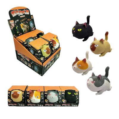 China Hot Sale Soft Moving Person Toys Set Cute Angry Cat Soft Toy Animal TPR Decompression Ball Squeeze Toys For Chirdren for sale