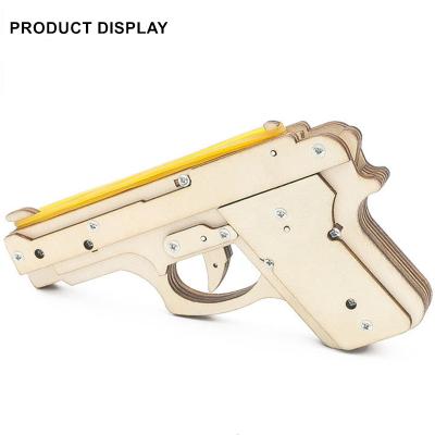 China DIY TOY Toys Environmental Wooden Rubber Band Gun Model Toy ROD Toys Props For Science Experiment Kit For Kids for sale