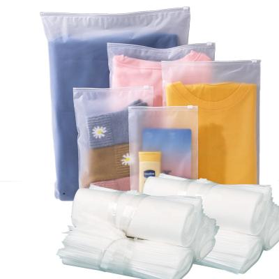 China Custom printed clear plastic 100 unit recyclable PVC/EVA canvas packaging frosted zipper bags for clothing packaging for sale