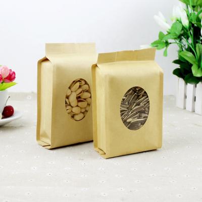 China Heat Sealing Resealable Paper Bag Natural Shape Tote Bag Zipper Ziplock Bag Stand Up Pouch With Oval Window for sale