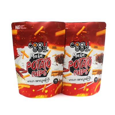 China Food Spot UV Custom Printed Chips Packaging Stand Up Pouch With Round Corner for sale