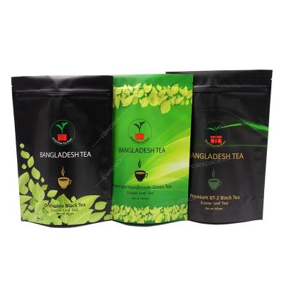 China Recyclable Custom Printed Stand Up Zip Lock Plastic Bags Mylar Pouch For Coffee Packaging For Tea Packaging for sale