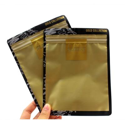 China Matte Black Resealable Ziplock Plastic BIODEGRADABLE Packaging Metallic Gold Foil Sachet Bags for sale