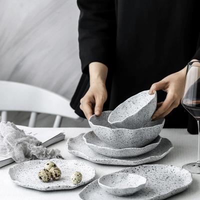 China Viable Factory Direct Sale Tableware Granite Bowl Set Exquisite Dish Set Modern Japanese Ceramic Dinner Set for sale