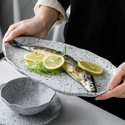 China Viable The Latest Design Food Grade 12 Inch Modern Irregular Granite Restaurant Dinner Dishes for sale