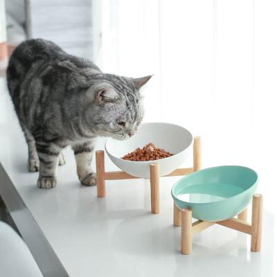 China Hot Selling Eco Friendly Ceramic Stored Pet Food Water Bowl Raised Cat Feeding Bowls With Stand for sale