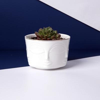 China New Arrivals Bulk Face Flower Pot Modern Single Ceramic Succulent Planter Pot Bulk Ceramic Flower Pots For Indoor Plants for sale