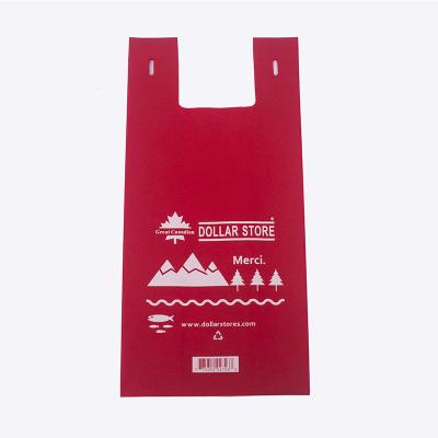 China Manufacturers BIODEGRADABLE Nonwoven Fruit Vest Bag Supermarket Packing Handheld Bag Bottom And Side Shopping Bag With Logo Printed for sale