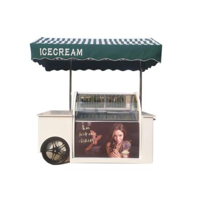 China 2020 New Design Commercial Ice Cream Push Catering Cart With Display Freezer for sale