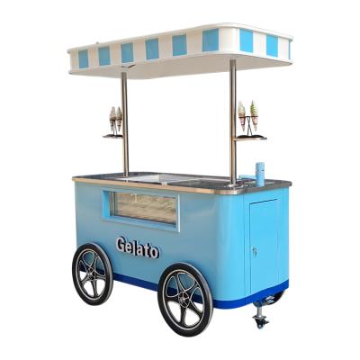 China Commercial Italian Street Hand Push Gelato Ice Cream Supply Cart for sale