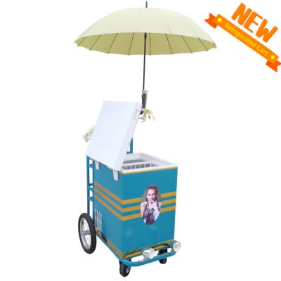 China New Shop Market Area Park 220v Scenic Attractive Catering Trolley With Freezer for sale