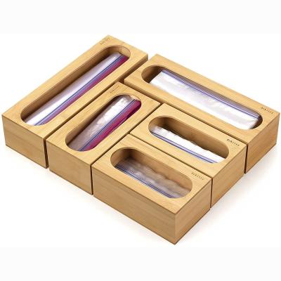 China Viable Bamboo Ziplock Organizer For Drawer, Top Openable Lids Food Storage Bag Bag Storage Holders for sale