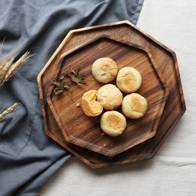 China Wooden Tray Octagonal Wood Dish Bread Dim Sum Viable Solid Fiber Walnut Tea Dish for sale