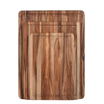 China Viable Thick Acacia Wood Cutting Board with Juice Drip Groove Set Of 3 for sale