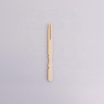 China Disposable Natural Cocktail Biodegradable Mini Fruit Fork Bamboo Fruit Fork Small for sale