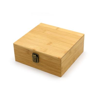 China Durable Eco-Friendly Laser Logo Wooden Bamboo Boxes Wood Storage Gift Boxes With Metal Hinge For Home Organization for sale