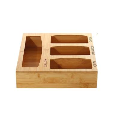 China Recyclable Bamboo Box Bag Ziplock Organizer For Kitchen Drawer, Suitable For Quarter Slider Bags Sandwich Snack for sale