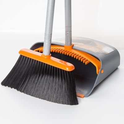 China Durable BSCI Manufacturer Jehonn Household Long Handle Cleaning Soft Broom and Windproof Dustpan Set for sale