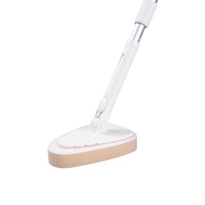 China Durable Aluminum Telescopic 110cm Bathroom Tile Floor Cleaning Brush With Replaceable PP Sponge And Cleaning Brush for sale