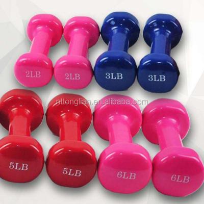 China Dumbbell Gym Equipment Cast Vinyl Covered Vinyl Dipping Neoprene Coated Dumbbell Hand Weights for sale