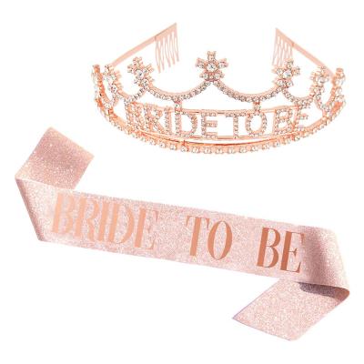 China Wedding Party Gold Bride To Be Sash And Crown For Hen Bride To Be Party Supplies for sale