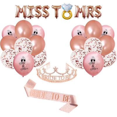 China MISS TO MRS Wedding party bride to be banner sash set with balloons for bride to be single for sale