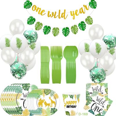 China Event Jungle Safari Theme Party Balloon Garland Kit 84 Packs with Animal Balloons and Palm Leaves Banner for Kids Boys Birthday Party for sale