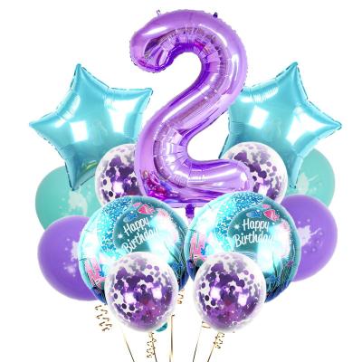 China 13pcs Event Mermaid Foil Balloons Set for Mermaid Theme Party Decor Birthday for sale