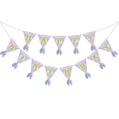 China Event happy birthday banner for under the sea mermaid birthday party decorations for sale