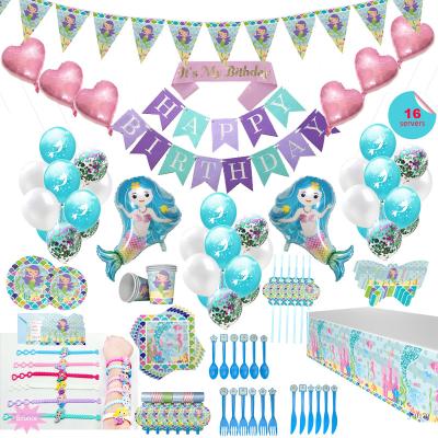 China Decoration 18inch Small Blue Heart Foil Balloon Mermaid Party Decorations Set for Little Girl Baby Paper Party Decoration for sale