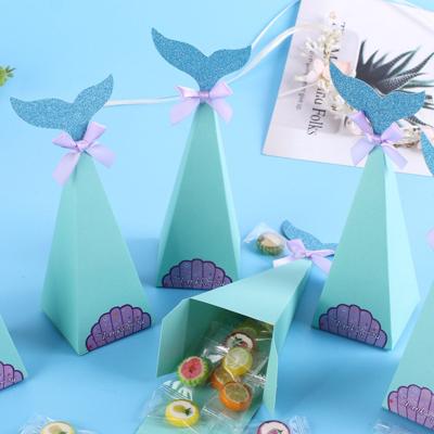 China 20pcs Each Event Set Green Mermaid Candy Gift Box For Mermaid Birthday Party Decorations for sale