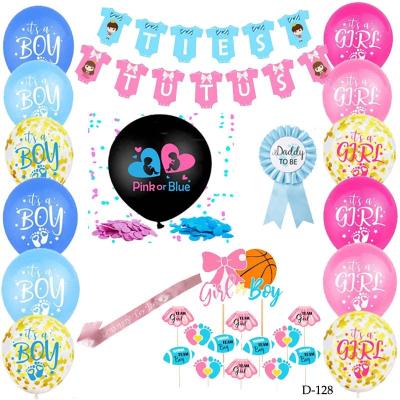 China New Baby Shower Decoraive Amazone Pink Or Blue Gender Reveal Black Balloon With Tie Tutus Banner for sale