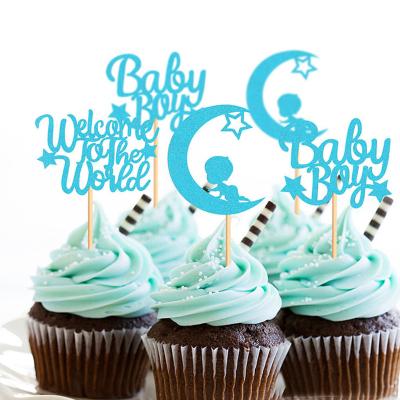 China Decoraive's Home to the World's Amazing Baby Boy 12pcs Baby Shower Cake Topper Baby Shower Decorations for Boy for sale