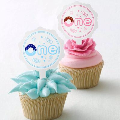 China Decoraive 6pcs l AM One Party Item Cup Cake Topper For Baby Boy Birthday Party Supplies for sale