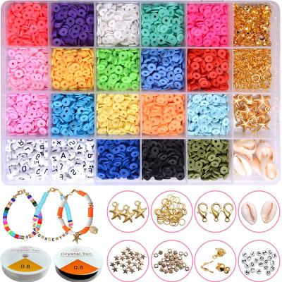 China Polymer Clay Amazon Accessories Set 24 Boxes Handmade Polymer Clay Letter 6mm Shell DIY Pendant Necklace Bracelets for sale