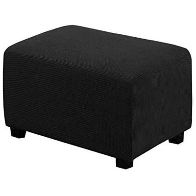 China Simple Ottoman Slipcovers Furniture Protector Covers Shape Fit Stretch Ottoman Storage Covers Foot Rest Spandex Jacquard Checked for sale