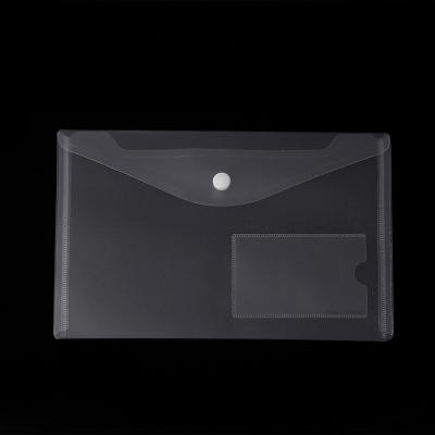 China Convenient Clear Plastic Size Office A5 Size File Folder Button Folder Transparent Color Document Folder With Name Card for sale