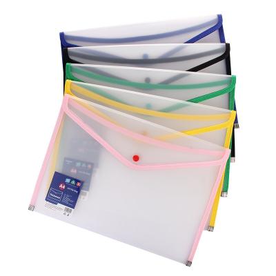 China Convenient clear jelly color document file office school folder A4 size folder pp folder with button attach for sale