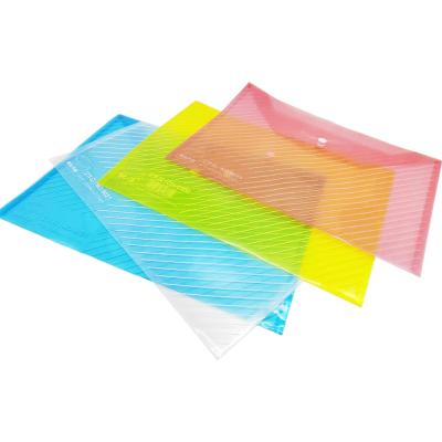 China Eco - Friendly Office Folder Button Lock Mesh Color Package Clear Pp Document Bag for sale