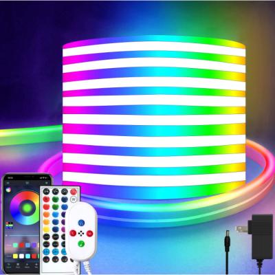 China Weicao 49.2ft 32.8ft 16.4ft Remote Neon LED Strip Lights Waterproof RGB APP Control IP65 Remote Cable LED Rope Light for sale