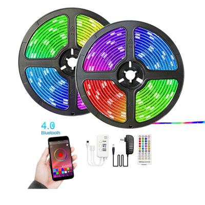 China Easy Installation Weicao Radio 5050 App RGB Smart Bluetooth Strip Lights Remote Strip Lights 40Key Dimmable for sale