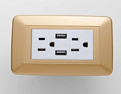 China Low Voltage American Standard White 3 Pin Wall Mounted Socket With 2 Usb Plug for sale