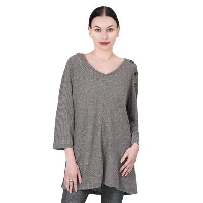 China Good Quality Breathable Cheap Women Plus Size Clothing Gray Long Sleeve Pullover Casual Sweater for sale