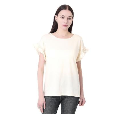 China Wholesale Breathable Casual Women Summer Clothing O Neck T-shirt Ladies Plus Size Casual Tops Women Crop Sleeve White T-shirt for sale